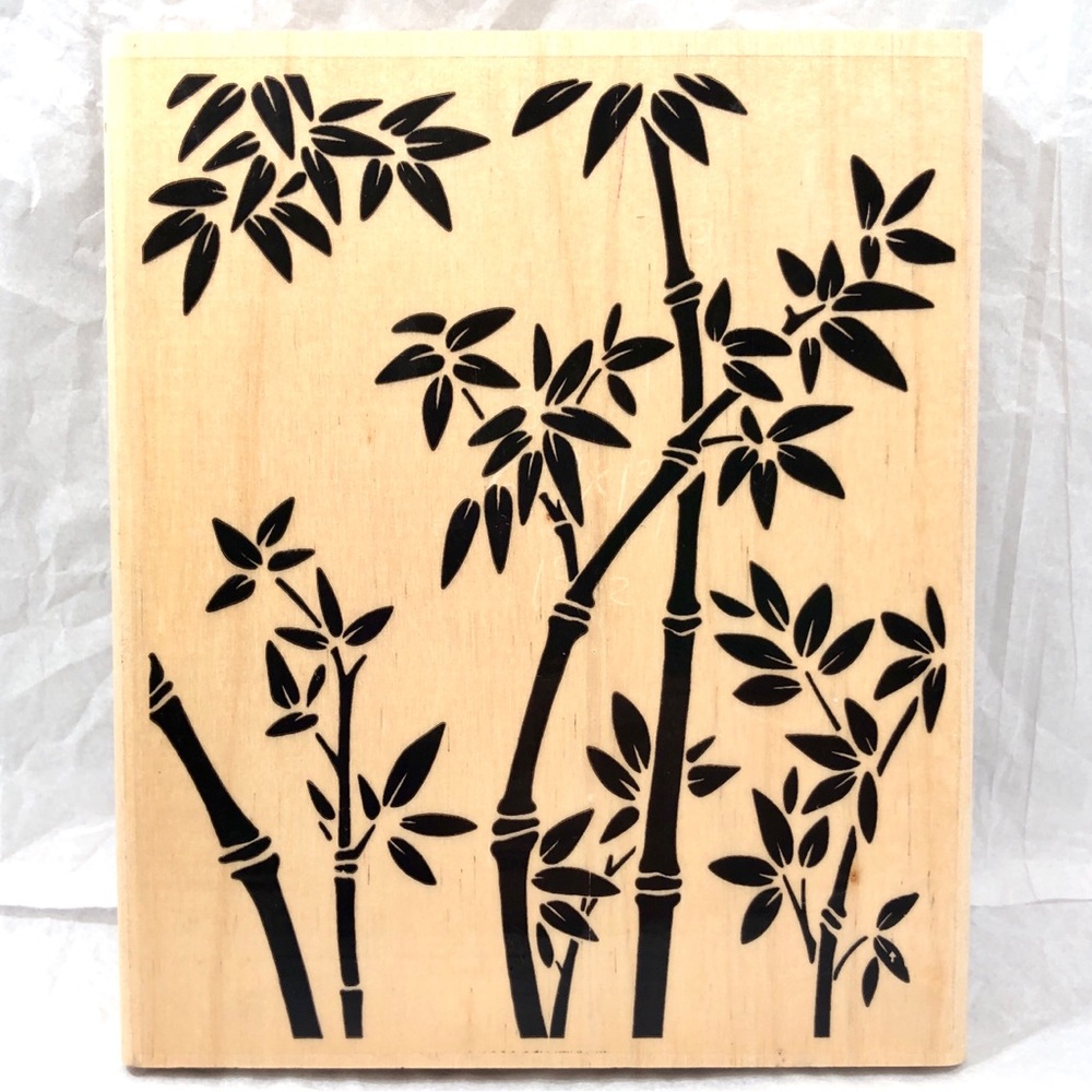 Bamboo Background Wood Block Rubber Stamp 5” x 6” New (never used)